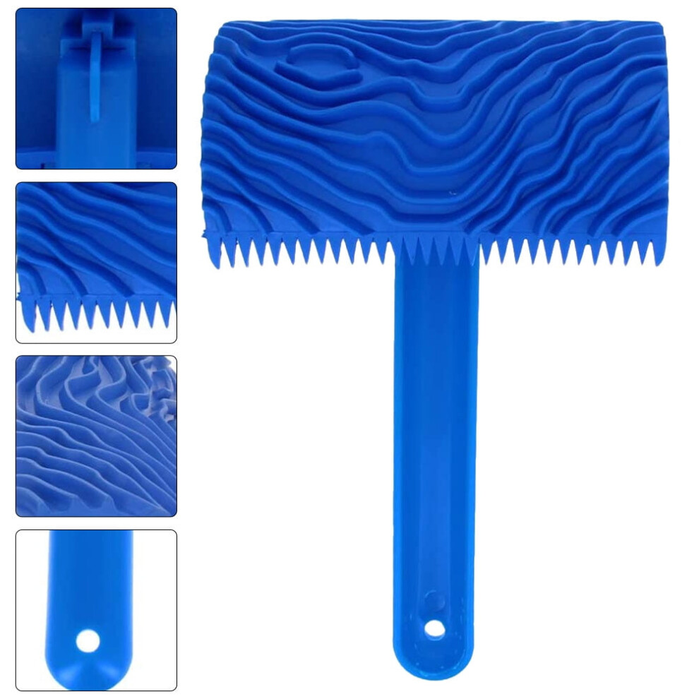Handheld Wood Texture Pattern Roller 1Pcs Blue Rubber Wood Grain Tool For Diy Decoration 9165521911974
