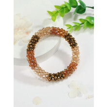 Holographic Brown Beaded Bracelet Women Bracelet Stackable Bracelet Crafted-default