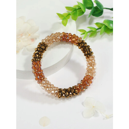 Holographic Brown Beaded Bracelet Women Bracelet Stackable Bracelet Crafted-default