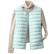 Women's Lightweight Quilted Down Vest Sleeveless Collarless Button Front for Warm Comfort and Breathable Styling
