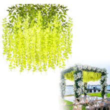 Paquete de 12 guirnaldas artificiales de glicinias, guirnalda colgante de seda de 1,14 m para bodas, jardines, paredes, fondos para fiestas y