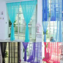 Light Transmission Sheer Curtain Bright Color Polyester Comfortable Touch Door Drape for Living Room,Sky Blue