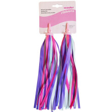 2x Bicycle Handlebar Tassel Streamers Kid Scooter Bike Ribbon (Pink Purple)