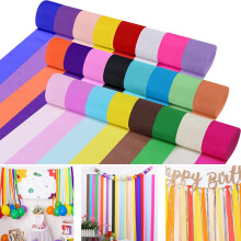 3 Roll Crepe Paper Cuttable Crepe Paper Streamers Backdrop Decor for Wedding,L
