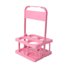 Pink Foldable Wine Rack – Portable 4-Hole Cup Holder for Bottles, Cans, Cups; Handle for Travel, Restaurant, Car – Compatible with Standard Sizes