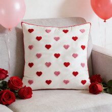 Taie d'oreiller brodée en forme de cœur pour la Saint-Valentin, 45 x 45 cm, housse de coussin décorative pour canapé, fauteuil, chambre,