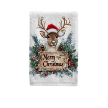 Christmas Reindeer Hand Towel Cotton 15.5 x 29.5 Inch