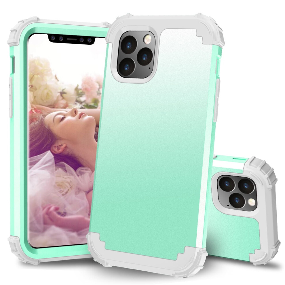 Compatible With Iphone 11 Pro Max 6.5" Case Â 3-In-1 Hybrid Pc + Silicone Rugged Defender Armor, Shockproof & Anti-Scratch, Green 9130661158336