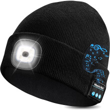 Morttic Unisex Bluetooth Beanie Hat cu LED-uri, Șapcă muzicală tricotată handsfree îmbunătățită, cadouri pentru bărbați și femei, negru