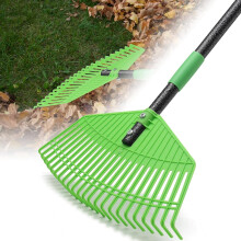 Upgraded Plastic Leaf Rake – 75" Adjustable, Anti-Break Nylon Head, Gentle on Lawn & Grass, Lightweight for Women/Seniors/Kids, Compatible with