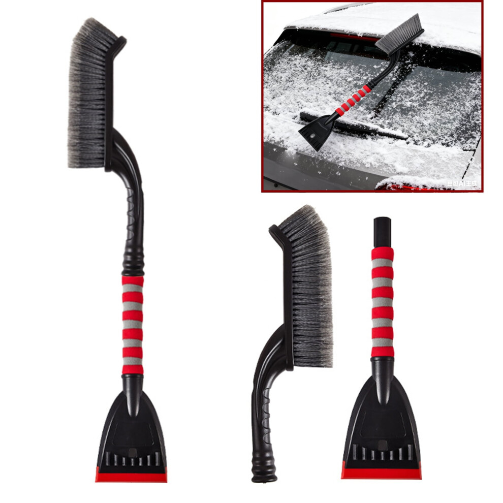 26.9" Snow Brush & Ice Scraper, Detachable, Ergonomic Foam Grip, Compatible With Cars, Suvs, Trucks () Black/Red 9165521913619