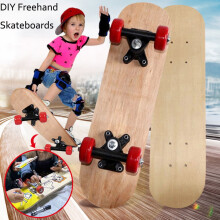 Skateboard DIY pentru începători – Cruiser de 17", lemn de arțar brut cu două fețe, pregătit pentru graffiti, compatibil cu copii și băieți