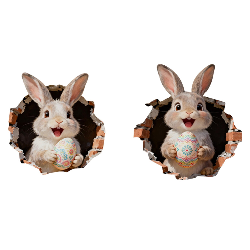 Creative Easter Wall Stickers Â 3D Smiling Bunny Decals, Removable & Compatible With All Smooth Surfaces 9152228771109