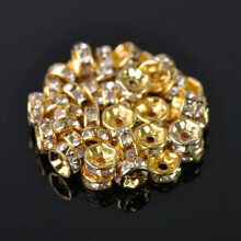 Contas espaçadoras soltas de cristal tcheco com strass em formato de rondelle, 4/5/6/8/10/12 mm - #1 Dourado - 4 mm (100 peças)