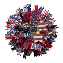 Couronne patriotique drapeau américain 40 cm – Décoration de porte étoiles rouges, blanches et bleues pour le 4 juillet, le Memorial Day, le