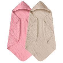 2-Pack Hooded Baby Towels, 100% Muslin Cotton, 32x32", Soft & Absorbent – Compatible with Newborns, Infants, Toddlers, Kids