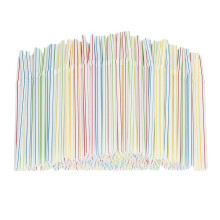 Plastic Drinking Straws Multi-Colored Striped 9.5 Inches