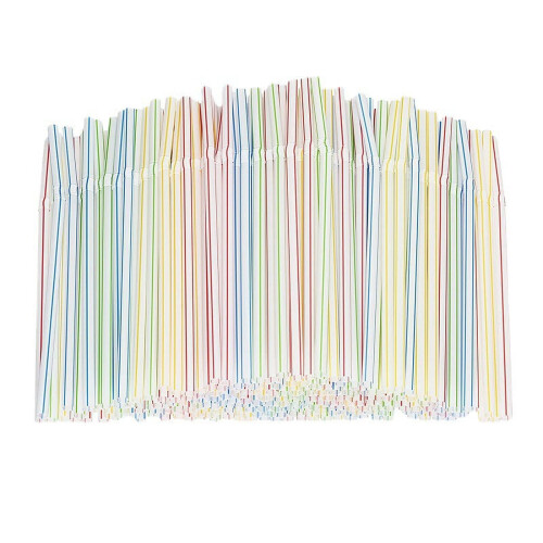 Plastic Drinking Straws Multi-Colored Striped 9.5 Inches