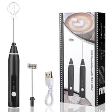 USB Rechargeable Handheld Electric Coffee Milk Frother Whisk Mixer Egg Beater US