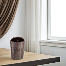 Vintage Trash Can Plastic Retro Wood Grain Waste Paper Basket Big Capacity Decorative Recycling Garbage Bin For Office Home Kitchen Bathroom