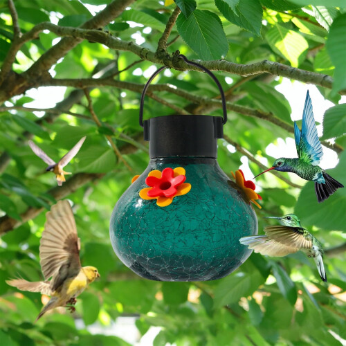 Solar Lighted Bird Feeder with LED