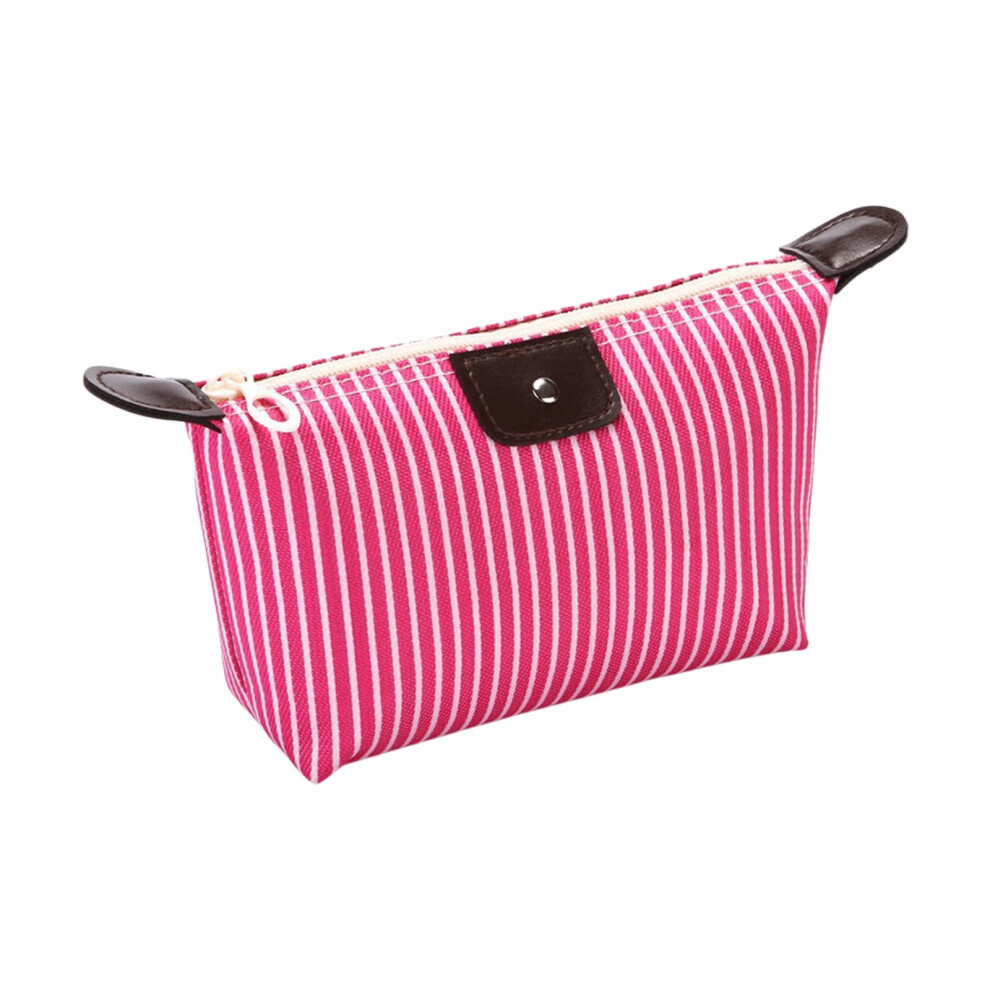 Pink Travel Makeup Bag, Toiletry Bag, Nylon Cosmetic Bag, Trendy Striped Makeup Bag, Toiletry Purse, Make Up Storage Bag Organizer, Hot