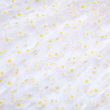 4 Yard Daisy Flower Print Fabric White Tulle Lace Ribbon for Wedding Dress Skirt DIY Sewing Decorations Craft Supplies for DIY