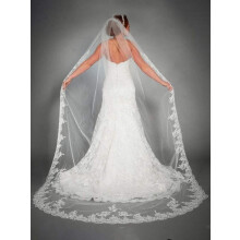 Wedding Veil Cathedral Long Wedding Veil Lace Veils for Brides With Comb for women Floral 118" Veil Headpeice (Ivory)