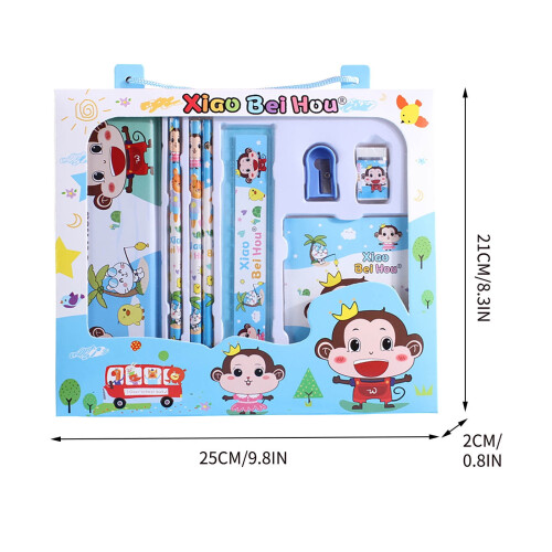 Complete Stationery Set - Includes Pencil Case, Pencils, Ruler, Sharpener, Eraser, and Notebook - Cute and Durable Design for Learning 2