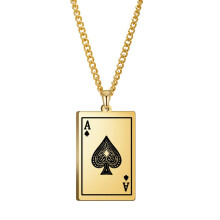 Stainless Steel Pendant Necklace Men Fashion Spade Playing Card Necklace Adjustable Chain Necklace Present for Man Woman