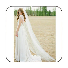 Wedding Veil Comb Bridal Cathedral Veil 1 Tier Drop Veil Wedding Rhinestones Hair Comb for Brides, 118 Inches (Sparkling Ivory)