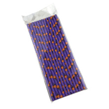 Pailles en papier pour Halloween, 19 cm, orange/noir/blanc, lot de 25 (6 modèles), compatibles avec les articles de fête d'Halloween