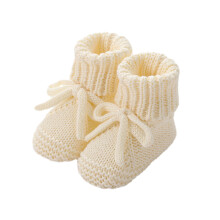Cotton Knit Baby Booties First Walkers Nonslip Bottom And Adjustable Bowknot Tie Laces Detail For Infant Boys Girls