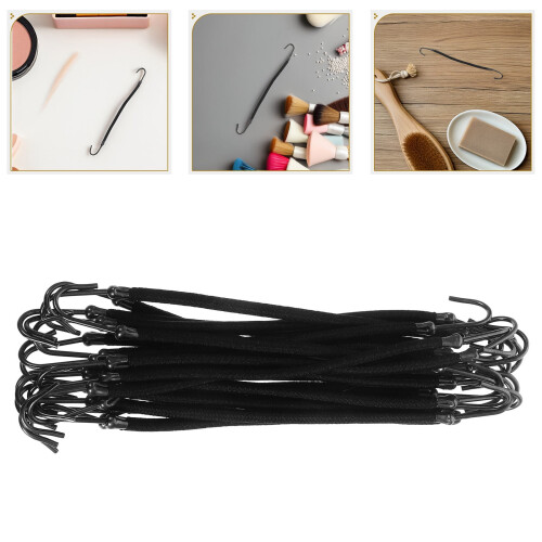 Hair Claw Clips Rubber Bands Polyester Black 20Pack
