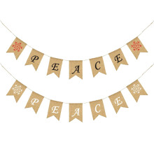 Bannière dorée suspendue avec fanions en toile de jute à queue d'hirondelle pour décoration festive