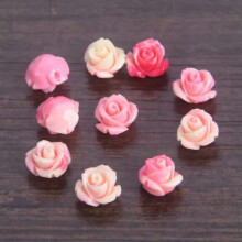 Rose Flower Resin Beads Pink 6mm 8mm 10mm 10pcs