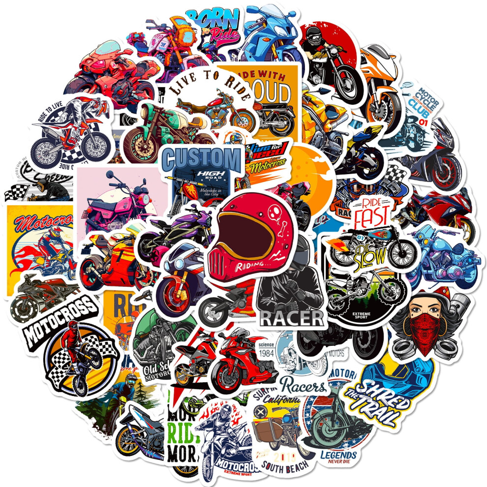50-Pack New Motorcycle Club Stickers - Unique Graffiti Harley Motorcycle Decals, Waterproof 9130661160964