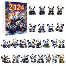 Calendrier de l'Avent Panda 2024, pendentif calendrier de l'Avent 24 jours de vacances de Noël, décorations mignonnes, ensemble de collection de