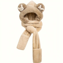 Elegant Winter Warm Hat Scarf Gloves Set Plush Bear Scarf for Women
