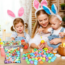 Easter Basket Stuffers: 80pcs Speckled Egg Pendants, Plastic Decor for Hunt, Classroom, Party, Indoor/Outdoor – Compatible with Easter Activities