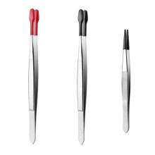 Pack of 3 Tweezers with Rubber Tip Plastic Tweezers Flat Tip Rubber Tweezers