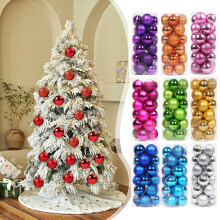 Shatterproof Christmas Ornament Balls Set, 24pcs Red (1.18in), Compatible with All Tree Types