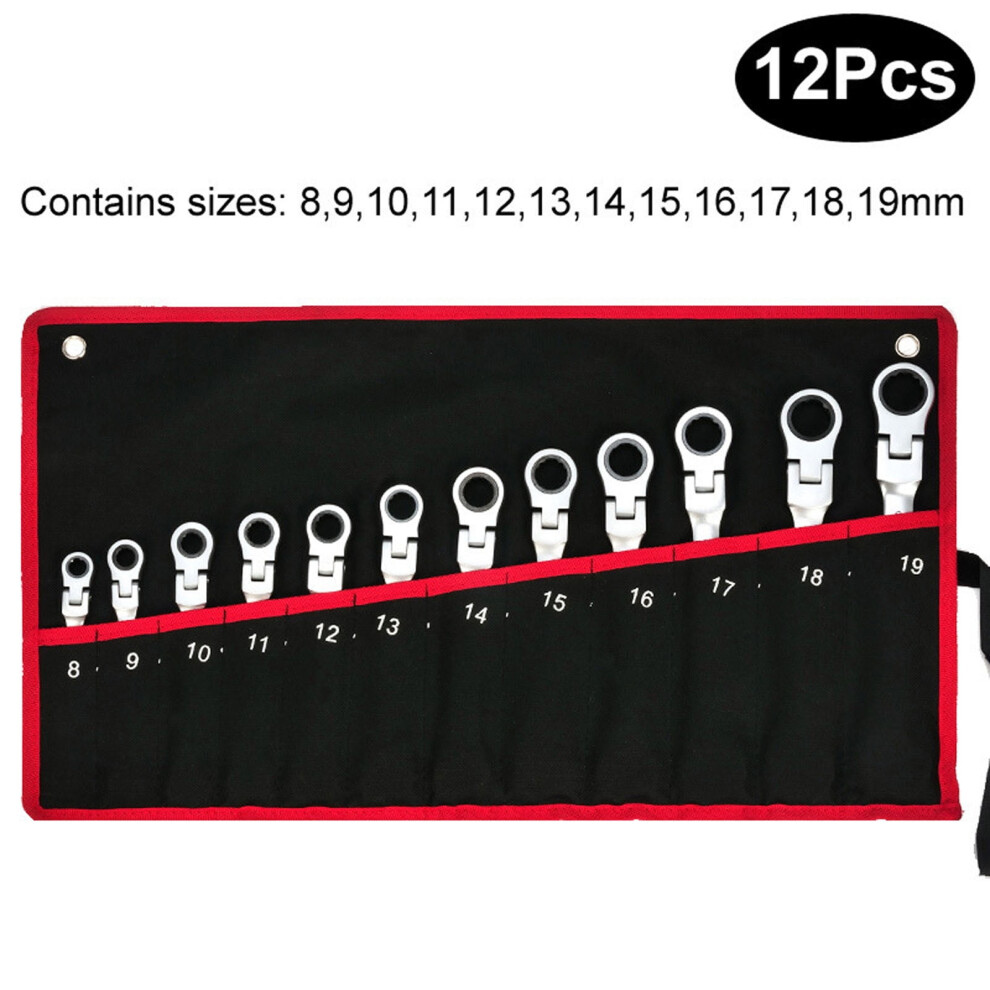 12Pcs Flexible Ratchet Wrenches Set Sae 8" To 19" Inch Standard Spanners Gear Ring Ratcheting Combination Flexi Wrench Kit Flex Flexible Head 9165521915613