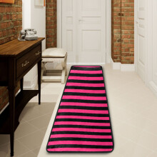 Pink and Black Stripe Pattern Hallway Runner Rugs Floor Carpet Non Slip Entryway Mat 2' x 6'