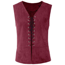 Womens Dresses Agenda 2023 Vintage Medieval Men Vest Laced Up Renaissance Sleeveless Solid Waistcoat Gothic