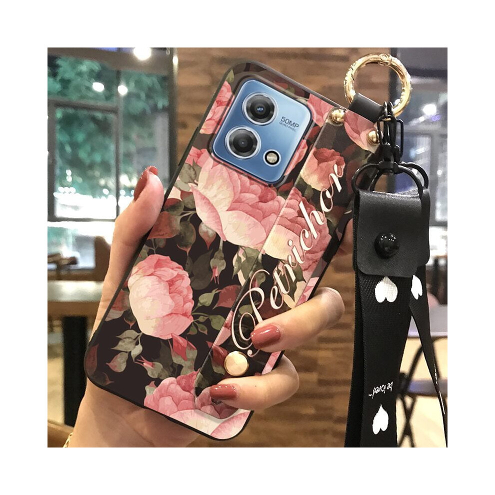 Moto G Stylus 4G 2023 Phone Case With Kickstand, Wrist Strap, Anti-Knock Silicone Cover Â Flower Design 9165521916795