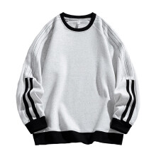 Zware heren sweater met ronde hals, sweater zonder capuchon, herfst/winter, ronde hals, kleurblokken, casual, lange mouwen