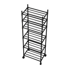 6-Tier Plastic Rolling Cart with Handle, Multi-Functional Storage Trolley for Office/Kitchen/Living Room, Movable Organizer with Wheels