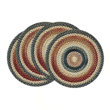 4Pcs Round Braided Placemats,15 in Country Rustic Linen Table Mats,Easy to Clean for Kitchen and Furniture Protects