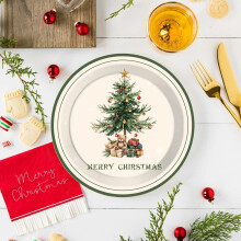Lot de 16 assiettes en carton de Noël à motif sapin, 18 ou 23 cm, jetables, pour les fêtes et les anniversaires.
